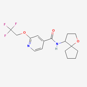 molecular formula C16H19F3N2O3 B7297082 N-(1-oxaspiro[4.4]nonan-4-yl)-2-(2,2,2-trifluoroethoxy)pyridine-4-carboxamide 
