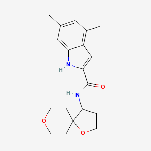 molecular formula C19H24N2O3 B7297118 N-(1,8-dioxaspiro[4.5]decan-4-yl)-4,6-dimethyl-1H-indole-2-carboxamide 