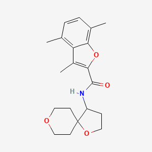 molecular formula C20H25NO4 B7297133 N-(1,8-dioxaspiro[4.5]decan-4-yl)-3,4,7-trimethyl-1-benzofuran-2-carboxamide 
