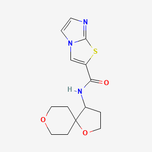 molecular formula C14H17N3O3S B7297175 N-(1,8-dioxaspiro[4.5]decan-4-yl)imidazo[2,1-b][1,3]thiazole-2-carboxamide 