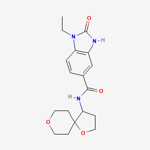 molecular formula C18H23N3O4 B7297195 N-(1,8-dioxaspiro[4.5]decan-4-yl)-1-ethyl-2-oxo-3H-benzimidazole-5-carboxamide 