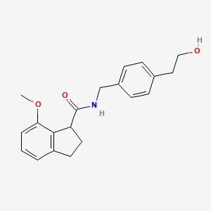 molecular formula C20H23NO3 B7297541 N-[[4-(2-hydroxyethyl)phenyl]methyl]-7-methoxy-2,3-dihydro-1H-indene-1-carboxamide 