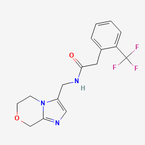 molecular formula C16H16F3N3O2 B7297656 N-(6,8-dihydro-5H-imidazo[2,1-c][1,4]oxazin-3-ylmethyl)-2-[2-(trifluoromethyl)phenyl]acetamide 