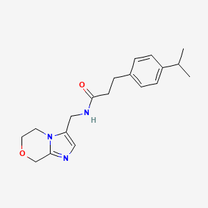molecular formula C19H25N3O2 B7297664 N-(6,8-dihydro-5H-imidazo[2,1-c][1,4]oxazin-3-ylmethyl)-3-(4-propan-2-ylphenyl)propanamide 