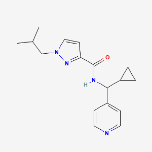 molecular formula C17H22N4O B7297679 N-[cyclopropyl(pyridin-4-yl)methyl]-1-(2-methylpropyl)pyrazole-3-carboxamide 