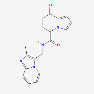 molecular formula C18H18N4O2 B7297689 N-[(2-methylimidazo[1,2-a]pyridin-3-yl)methyl]-8-oxo-6,7-dihydro-5H-indolizine-5-carboxamide 
