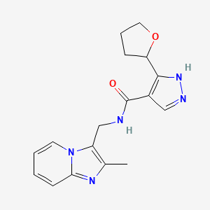 molecular formula C17H19N5O2 B7297691 N-[(2-methylimidazo[1,2-a]pyridin-3-yl)methyl]-5-(oxolan-2-yl)-1H-pyrazole-4-carboxamide 