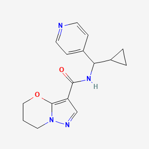 molecular formula C16H18N4O2 B7297740 N-[cyclopropyl(pyridin-4-yl)methyl]-6,7-dihydro-5H-pyrazolo[5,1-b][1,3]oxazine-3-carboxamide 