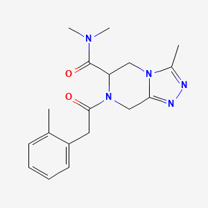 molecular formula C18H23N5O2 B7297786 N,N,3-trimethyl-7-[2-(2-methylphenyl)acetyl]-6,8-dihydro-5H-[1,2,4]triazolo[4,3-a]pyrazine-6-carboxamide 