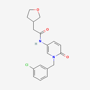 molecular formula C18H19ClN2O3 B7297795 N-[1-[(3-chlorophenyl)methyl]-6-oxopyridin-3-yl]-2-(oxolan-3-yl)acetamide 