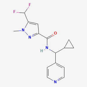 molecular formula C15H16F2N4O B7297804 N-[cyclopropyl(pyridin-4-yl)methyl]-5-(difluoromethyl)-1-methylpyrazole-3-carboxamide 