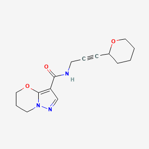 molecular formula C15H19N3O3 B7297824 N-[3-(oxan-2-yl)prop-2-ynyl]-6,7-dihydro-5H-pyrazolo[5,1-b][1,3]oxazine-3-carboxamide 