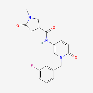 molecular formula C18H18FN3O3 B7297841 N-[1-[(3-fluorophenyl)methyl]-6-oxopyridin-3-yl]-1-methyl-5-oxopyrrolidine-3-carboxamide 