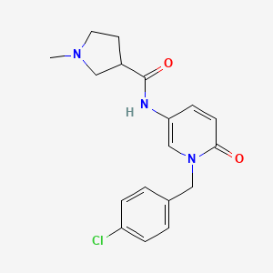 molecular formula C18H20ClN3O2 B7297845 N-[1-[(4-chlorophenyl)methyl]-6-oxopyridin-3-yl]-1-methylpyrrolidine-3-carboxamide 