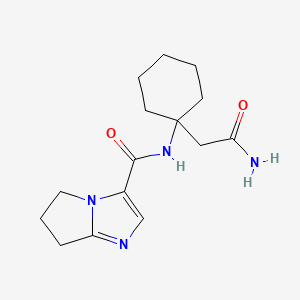 molecular formula C15H22N4O2 B7297848 N-[1-(2-amino-2-oxoethyl)cyclohexyl]-6,7-dihydro-5H-pyrrolo[1,2-a]imidazole-3-carboxamide 