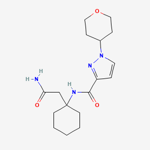 molecular formula C17H26N4O3 B7297855 N-[1-(2-amino-2-oxoethyl)cyclohexyl]-1-(oxan-4-yl)pyrazole-3-carboxamide 