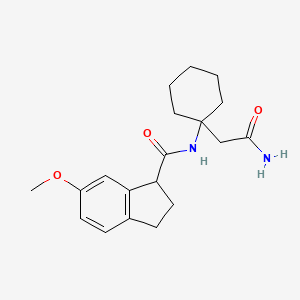molecular formula C19H26N2O3 B7297868 N-[1-(2-amino-2-oxoethyl)cyclohexyl]-6-methoxy-2,3-dihydro-1H-indene-1-carboxamide 