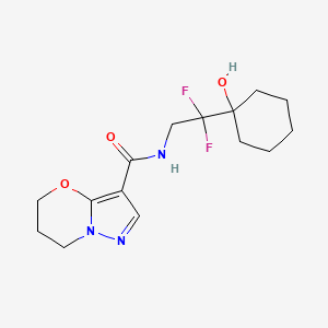 molecular formula C15H21F2N3O3 B7297901 N-[2,2-difluoro-2-(1-hydroxycyclohexyl)ethyl]-6,7-dihydro-5H-pyrazolo[5,1-b][1,3]oxazine-3-carboxamide 