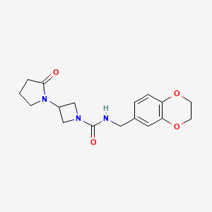 molecular formula C17H21N3O4 B7298007 N-(2,3-dihydro-1,4-benzodioxin-6-ylmethyl)-3-(2-oxopyrrolidin-1-yl)azetidine-1-carboxamide 