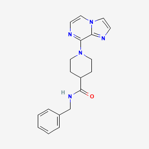 molecular formula C19H21N5O B7298059 N-benzyl-1-imidazo[1,2-a]pyrazin-8-ylpiperidine-4-carboxamide 