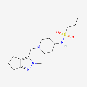 molecular formula C16H28N4O2S B7298073 N-[1-[(2-methyl-5,6-dihydro-4H-cyclopenta[c]pyrazol-3-yl)methyl]piperidin-4-yl]propane-1-sulfonamide 