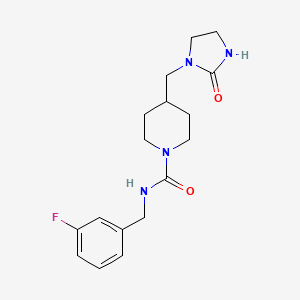 molecular formula C17H23FN4O2 B7298325 N-[(3-fluorophenyl)methyl]-4-[(2-oxoimidazolidin-1-yl)methyl]piperidine-1-carboxamide 