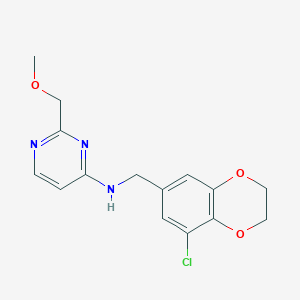 molecular formula C15H16ClN3O3 B7298330 N-[(5-chloro-2,3-dihydro-1,4-benzodioxin-7-yl)methyl]-2-(methoxymethyl)pyrimidin-4-amine 