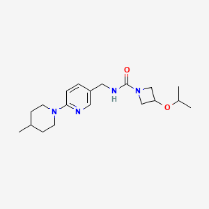 molecular formula C19H30N4O2 B7298343 N-[[6-(4-methylpiperidin-1-yl)pyridin-3-yl]methyl]-3-propan-2-yloxyazetidine-1-carboxamide 