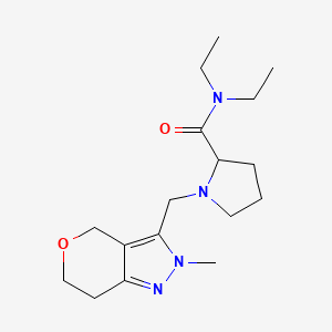 molecular formula C17H28N4O2 B7298352 N,N-diethyl-1-[(2-methyl-6,7-dihydro-4H-pyrano[4,3-c]pyrazol-3-yl)methyl]pyrrolidine-2-carboxamide 