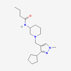 molecular formula C19H32N4O B7298371 N-[1-[(3-cyclopentyl-1-methylpyrazol-4-yl)methyl]piperidin-3-yl]butanamide 