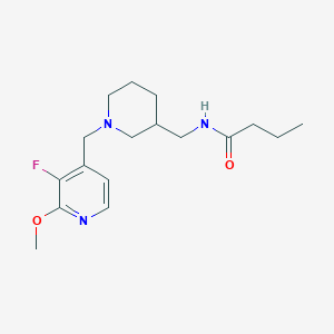 molecular formula C17H26FN3O2 B7298377 N-[[1-[(3-fluoro-2-methoxypyridin-4-yl)methyl]piperidin-3-yl]methyl]butanamide 