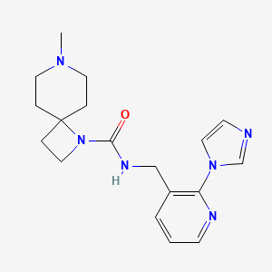 molecular formula C18H24N6O B7298393 N-[(2-imidazol-1-ylpyridin-3-yl)methyl]-7-methyl-1,7-diazaspiro[3.5]nonane-1-carboxamide 