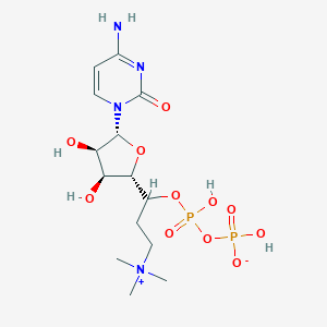 molecular formula C14H27N4O11P2+ B072985 Cytidine 5'-(trihydrogen diphosphate), mono(2-(trimethylammonio)ethyl) ester CAS No. 1256-10-6