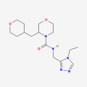 molecular formula C16H27N5O3 B7298646 N-[(4-ethyl-1,2,4-triazol-3-yl)methyl]-3-(oxan-4-ylmethyl)morpholine-4-carboxamide 