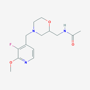molecular formula C14H20FN3O3 B7298752 N-[[4-[(3-fluoro-2-methoxypyridin-4-yl)methyl]morpholin-2-yl]methyl]acetamide 