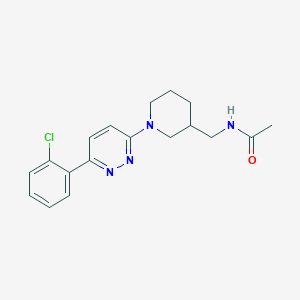 molecular formula C18H21ClN4O B7298772 N-[[1-[6-(2-chlorophenyl)pyridazin-3-yl]piperidin-3-yl]methyl]acetamide 