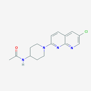 molecular formula C15H17ClN4O B7298847 N-[1-(6-chloro-1,8-naphthyridin-2-yl)piperidin-4-yl]acetamide 