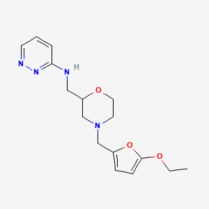 molecular formula C16H22N4O3 B7298886 N-[[4-[(5-ethoxyfuran-2-yl)methyl]morpholin-2-yl]methyl]pyridazin-3-amine 