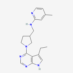 molecular formula C19H24N6 B7298944 N-[[1-(5-ethyl-7H-pyrrolo[2,3-d]pyrimidin-4-yl)pyrrolidin-3-yl]methyl]-4-methylpyridin-2-amine 