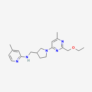 molecular formula C19H27N5O B7298950 N-[[1-[2-(ethoxymethyl)-6-methylpyrimidin-4-yl]pyrrolidin-3-yl]methyl]-4-methylpyridin-2-amine 