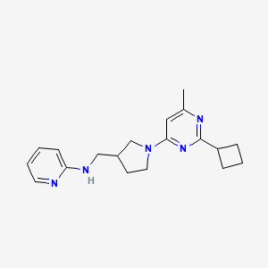 molecular formula C19H25N5 B7298959 N-[[1-(2-cyclobutyl-6-methylpyrimidin-4-yl)pyrrolidin-3-yl]methyl]pyridin-2-amine 