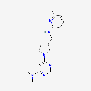 molecular formula C17H24N6 B7299002 N,N-dimethyl-6-[3-[[(6-methylpyridin-2-yl)amino]methyl]pyrrolidin-1-yl]pyrimidin-4-amine 