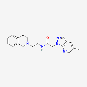 molecular formula C20H23N5O B7299074 N-[2-(3,4-dihydro-1H-isoquinolin-2-yl)ethyl]-2-(5-methylpyrazolo[3,4-b]pyridin-1-yl)acetamide 