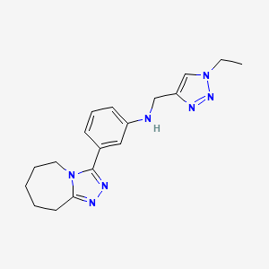 molecular formula C18H23N7 B7299137 N-[(1-ethyltriazol-4-yl)methyl]-3-(6,7,8,9-tetrahydro-5H-[1,2,4]triazolo[4,3-a]azepin-3-yl)aniline 