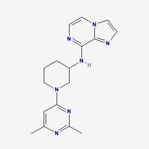 molecular formula C17H21N7 B7299227 N-[1-(2,6-dimethylpyrimidin-4-yl)piperidin-3-yl]imidazo[1,2-a]pyrazin-8-amine 
