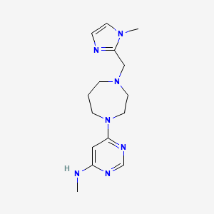 molecular formula C15H23N7 B7299242 N-methyl-6-[4-[(1-methylimidazol-2-yl)methyl]-1,4-diazepan-1-yl]pyrimidin-4-amine 
