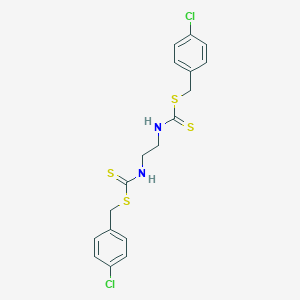 molecular formula C18H18Cl2N2S4 B072993 (4-chlorophenyl)methyl N-[2-[(4-chlorophenyl)methylsulfanylcarbothioylamino]ethyl]carbamodithioate CAS No. 1170-79-2