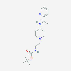 molecular formula C19H32N4O2 B7299369 tert-butyl N-[2-[4-(1-pyridin-2-ylethylamino)piperidin-1-yl]ethyl]carbamate 