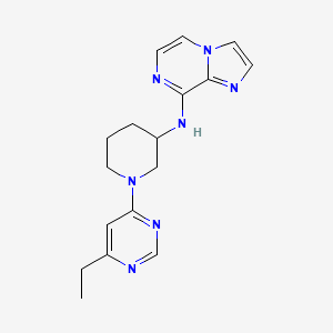 molecular formula C17H21N7 B7299387 N-[1-(6-ethylpyrimidin-4-yl)piperidin-3-yl]imidazo[1,2-a]pyrazin-8-amine 