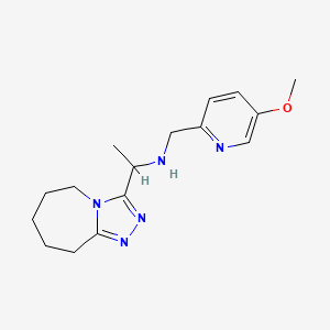 molecular formula C16H23N5O B7299399 N-[(5-methoxypyridin-2-yl)methyl]-1-(6,7,8,9-tetrahydro-5H-[1,2,4]triazolo[4,3-a]azepin-3-yl)ethanamine 